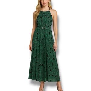 Alexa B Green Floral Halter Maxi Dress 14